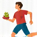 Icon representing sports nutrition, perhaps a flexing arm or a running figure with a healthy food item.